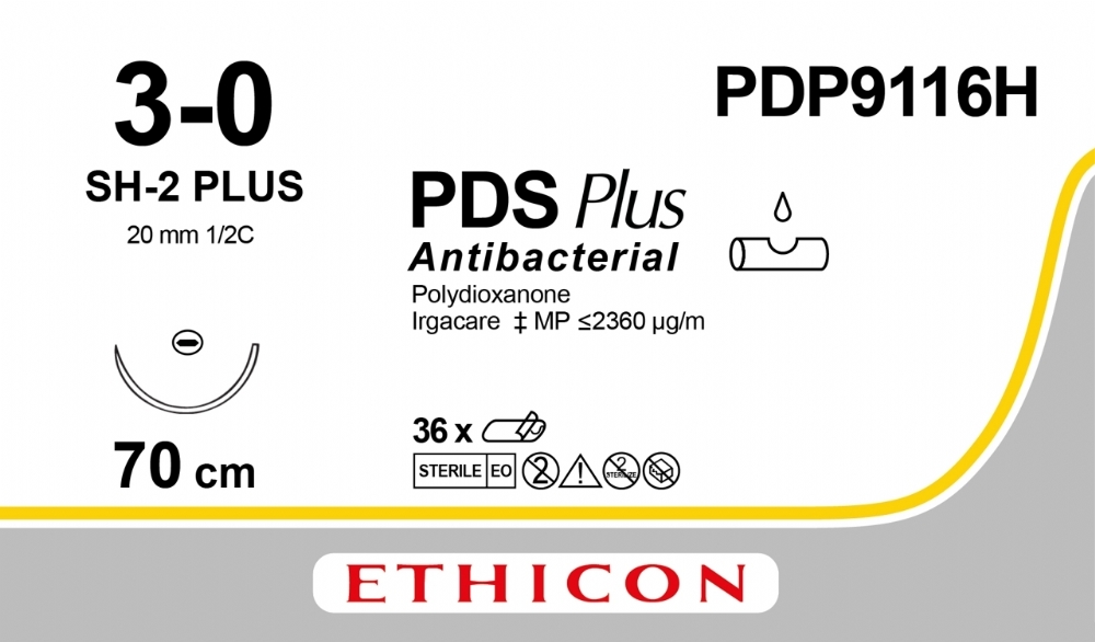 PDP9116H PDS Plus  Antibacterial (polydioxanone) 3-0, 70CM Suture